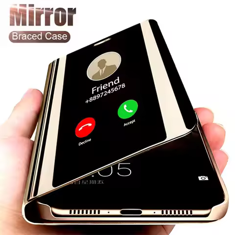 Luxury Smart Mirror Flip Case For Samsung Galaxy S24 S25 S23 S22 S21Ultra S9 S10Plus FE Note 9 10 20