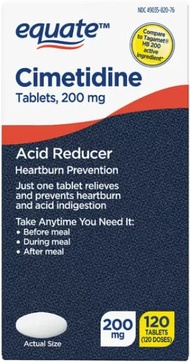 Equate Cimetidine Tablets 200 mg - Over-The-Counter Acid Reducer - Heartburn Relief - Stomach Acidit