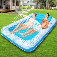 85" x 57" Extra Large Inflatable Tanning Pool Float Lounger with Sprinkler & Cup Holder, Adult Pool 