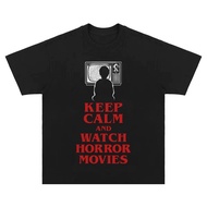 Stay calm and watch horror movies.  VINTAGE T-SHIRT OVERSIZE COMBED 24S