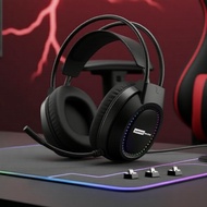 Lenovo Gaming Headset, Waterproof, Over-Ear, RGB, Noise-Cancelling Mic for PC/Laptop Fon Kepala Perm