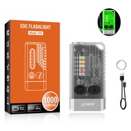 BORUiT V10 1000LM UV LED EDC Keychain Flashlight Type-C Rechargeable 1000mAh Work Light Torch with M