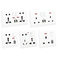 Socket    British standard socket panel double 13A with switch one open eight hole white socket