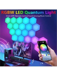 3/6入組六角形燈智慧app Rgb Led Diy奇異燈壁燈遙控觸摸感應夜燈可組裝燈臥室床頭裝飾
