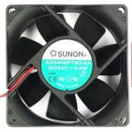 Sunon KD2408PTBX-6A 8025 8cm 24V 4.3W Dwi Galas Bola Kipas Penyongsang