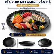 Melamine Stone Plate Made of High Quality A8 Material - Restaurant and Hotel Class 386-11 Black