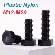 [XM-MB] Black Nylon Hex head Screw, M12-M20, DIN 933, Plastic Hex bolts, Insulated Hex Screw, Plasti