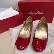 Roger Vivier RV低跟鞋 經典款 酒紅色