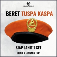 BERET TUSPA KASPA SIAP JAHIT LENCANA-BERET OREN KASPA