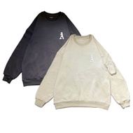 {AKZIN} A/W Leather Label Sweatshirt Wide Version Dropped Shoulder American Style Trendy Street Autu