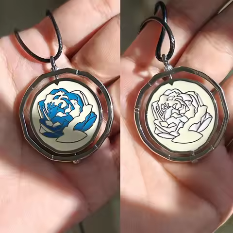 Fashion Game Jinx Blue Rose Rotatable Necklace Anime Game Arcane Season 2 Backpack Pendant Necklaces