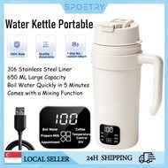 650ML Water Kettle Portable USB Travel Kettle,Travel Kettle Dual Voltage,Electric Kettle 316 With Bl