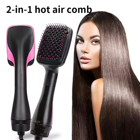 One Step Hair Dryer & Volumizer Professional Straightening Curling Paddle Brush 2 In 1 Air Cushion B