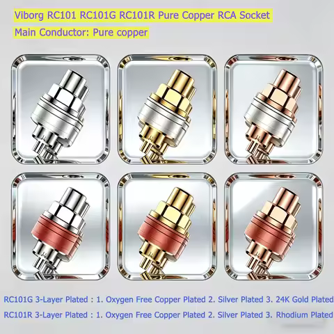 High Quality Viborg RC101 RC101G RC101R Pure Copper RCA Socket Gold Rhodium Plated Solder Type RCA F