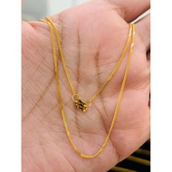 Original 916 Gold Necklace Women's Emas 375 Rantai Leher Lelaki Hypoallergenic Jewelry