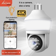 Hisee 8MP 4K HD Resolution Dual Screens Indoor PTZ 360 Rotatable wireless E27 Bulb CCTV Camera AI hu