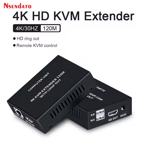 4K 120M HDMI KVM Extender 120M over RJ45 Ethernet Cat5e/6 HDMI USB Extender Transmitter and Receiver
