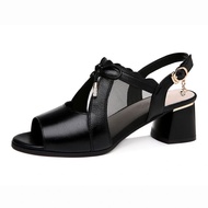 2025 New Style Chick-heeled Sandals Womens Summer All-match Low-heeled Casual Sandals for Women