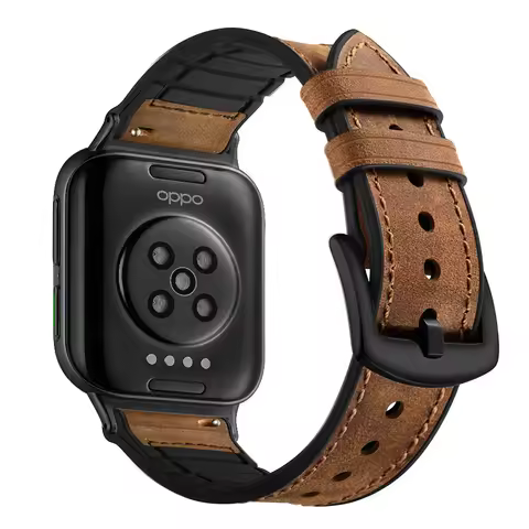silicone+Genuine Leather Strap For Oppo 2 46mm replacement Bracelet Watch band For Oppo watch 46 mm 