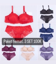 3 SET PAKET HEMAT/ COD BRA SET bh + cd beha BRA SETT BH DAN CD CEWEK IMPORT TERLARIS.BRA SET CEWEK I
