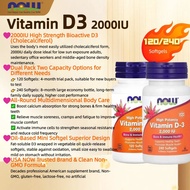 Now Foods, Vitamin D-3 1000 IU / 2000 IU /5000 IU 120 | 180 | 240 | 360 Softgels (Vitamin D3)