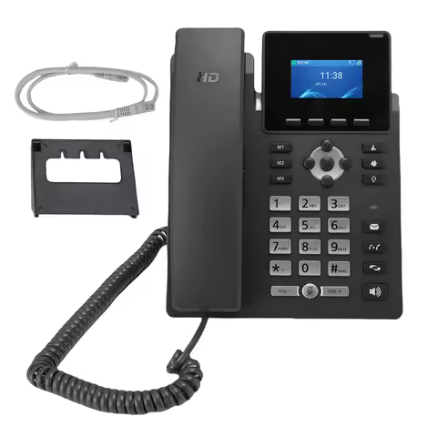 Smart IP Phone Desktop Business Media Phone with Handset Open SIP VoIP Account 2.4 in Color Display 