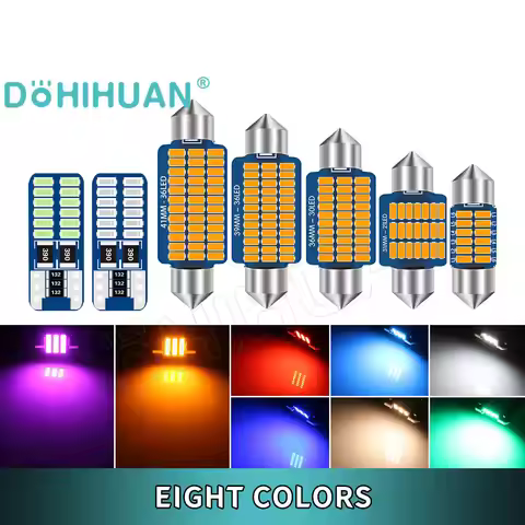 DOHIHUAN 4PCS 12V 24V C5W C10W 31 mm Led Bulb Festoon 31mm Lamp T10 BA9S 36mm 39mm 41mm 28mm Red Pin