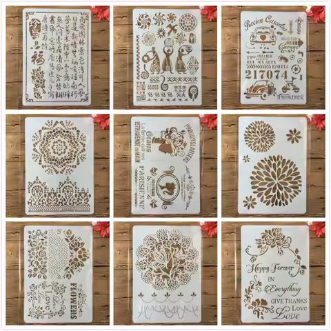 1Pcs A4 Girl Perfume Car Chinese Words DIY Craft Layering Stencils Painting Scrapbooking Stamping Em