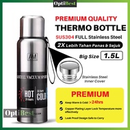 OPTIBEST 304 Stainless Steel 1000ml 1500ml Bekas Air Panas Karaf Thermal Termal Temos Thermo Jug Jar