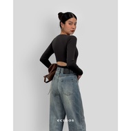 ECINOS - Fitted Open Back Longsleeved Tencel Top | WOMEN'S TOPS | WOMEN'S T-SHIRTS