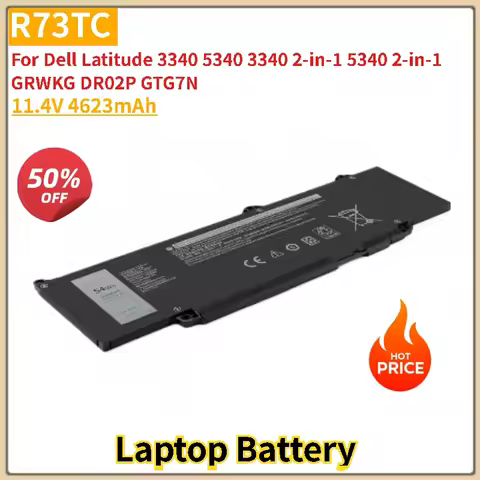 R73TC Laptop Battery 11.4V 4623mAh For Dell Latitude 3340 5340 3340 2-in-1 5340 2-in-1 Series GRWKG 