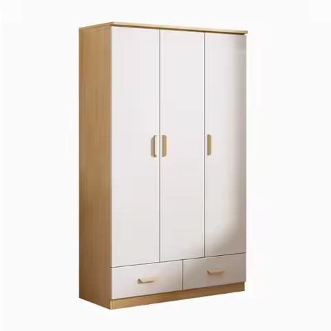 E0 Solid Wood Cream White Wardrobe Storage Cabinet for Dorm Hotel Hospital Staff Room Compact Closet
