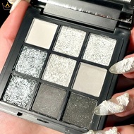 Color eyeshadow palette black/white/grey smoked eyeshadow palette with makeup mirror SAWU