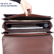 Leatherbag with A1 number lock, men's leather office handbag Trendy office and officebag with iron l