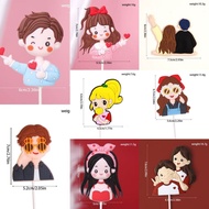 Couple & Character Cartoon Cake Toppers Set - 9 Unique Designs