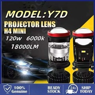 Y6 Y7D S2 H4 LED RHD Car Light H4 Mini Projector Lens 120W 18000LM 6000K Headlight Bulb Car LED Bulb