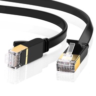 GGL สายแลน CAT 7 Lan cable 0.5 1 2 3 5 8 10 15 20 25 30 40 50 เมตร เข้าหัวสำเร็จรูป สายแบน สีดำ ลดการรบกวน CAT 7 LAN cable Ethernet Cable 10G Transmission 600MHZ High Speed Network สีดำ 1 เมตร