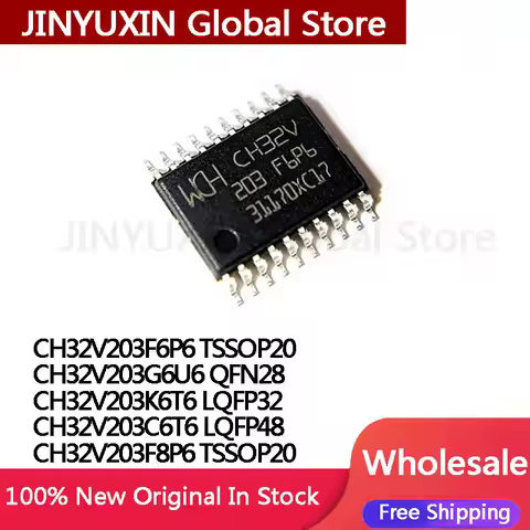 5Pcs CH32V203F6P6 TSSOP20 CH32V203 CH32V203G6U6 QFN28 CH32V203K6T6 LQFP32 CH32V203C6T6 LQFP48 CH32V2