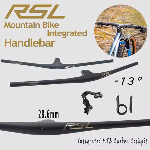 2024 RSL T1000 Handlebar -13degree Integrated MTB Carbon Cockpit Mountain Handlebar 750mm XC Flat Ba