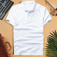 Men's Polo T-shirt plain elastic 4-way cotton crocodile t-shirt