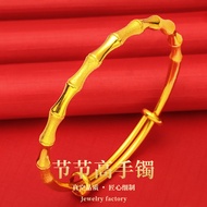 Tong Teng Jewelry 24K Bamboo Bracelet Women Good Luck Push Pull 916 Gold Plated