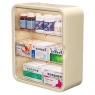 กล่องยาติดผนังชั้นเก็บของความจุมากโปร่งใสKotak P3k ที่ใช้ในครัวเรือนยากล่องแยกประเภท Hejing-Cb