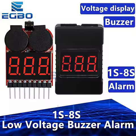 1~10PCS EGBO F00872 Lipo Battery Voltage Tester Volt Meter Indicator Checker Dual Speaker 1S-8S Low 