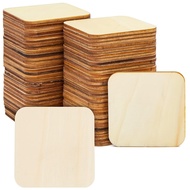 50Pcs Unfinished Wood Pieces2X2 Inch Blank Wood SquaresWooden Square Cutouts Tiles for DIY Crafts Pa