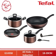 Tefal Day by Day 8pcs Set (Frypan 24cm + Wokpan 28cm + Saucepan 18cm w/lid + Stewpot 20cm w/lid + Ladle+ Spatula) G143S8
