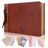 80 Pages DIY Handmade Photo Album Our Adventure Book Retro Leather Photo Scrapbook Wedding Anniversa