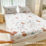 Fashion Cartoon Print Fitted Bedsheet Skin-friendly Breathable Bedsheet Waterproof Mattress Cover