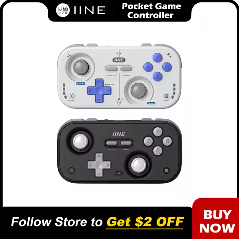 IINE Retro Pocket Game Controller /Compact & Portable Hall Joysticks + 1000Hz Recessed Joystick Desi