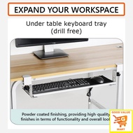 Under Desk Keyboard Tray Keyboard Mount Computer Drawer Clamp-On Keyboard Tray Under Desk Keyboard Platform, Retractable