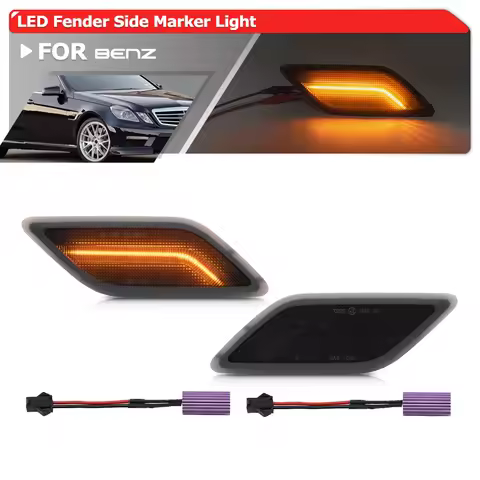 Smoked LED Side Marker Lights For 2010-2013 Benz W212 E-Class Pre-LCI E350 E550 E63 AMG Sedan/Wagon 